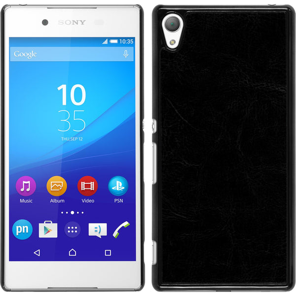 Hardcase für Sony Xperia Z3+ / Plus Lederoptik schwarz
