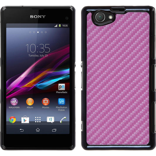 Hardcase für Sony Xperia Z1 Compact Carbonoptik pink