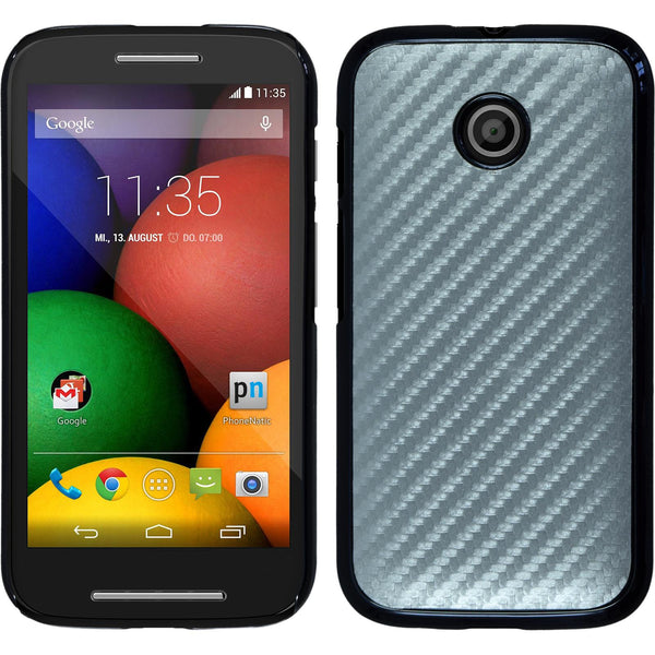 Hardcase für Motorola Moto E Carbonoptik silber