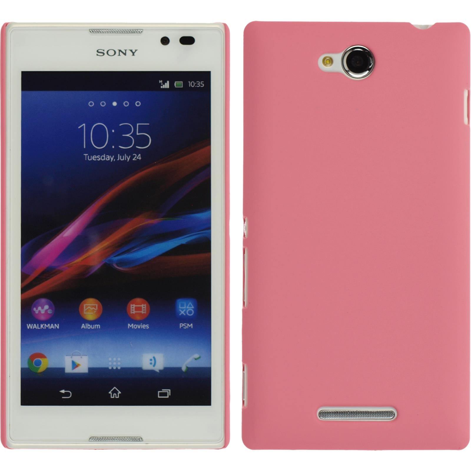 Hardcase für Sony Xperia C gummiert rosa