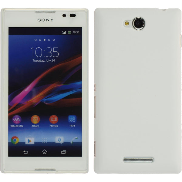 Hardcase für Sony Xperia C gummiert weiß