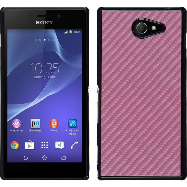 Hardcase für Sony Xperia M2 Carbonoptik pink