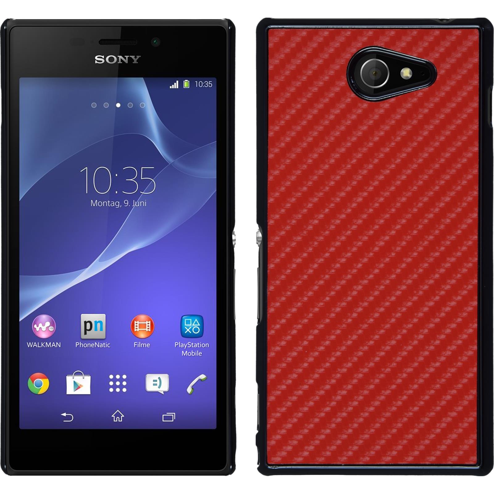 Hardcase für Sony Xperia M2 Carbonoptik rot