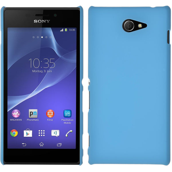 Hardcase für Sony Xperia M2 gummiert hellblau
