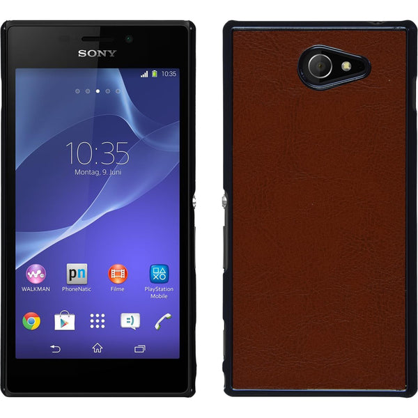 Hardcase für Sony Xperia M2 Lederoptik braun