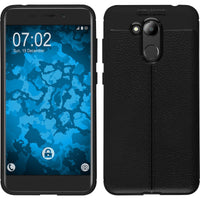 PhoneNatic Case kompatibel mit Huawei Honor 6C Pro - schwarz Silikon Hülle Lederoptik Cover