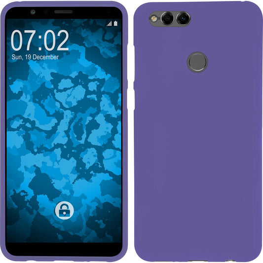 PhoneNatic Case kompatibel mit Huawei Honor 7x - lila Silikon Hülle matt Cover