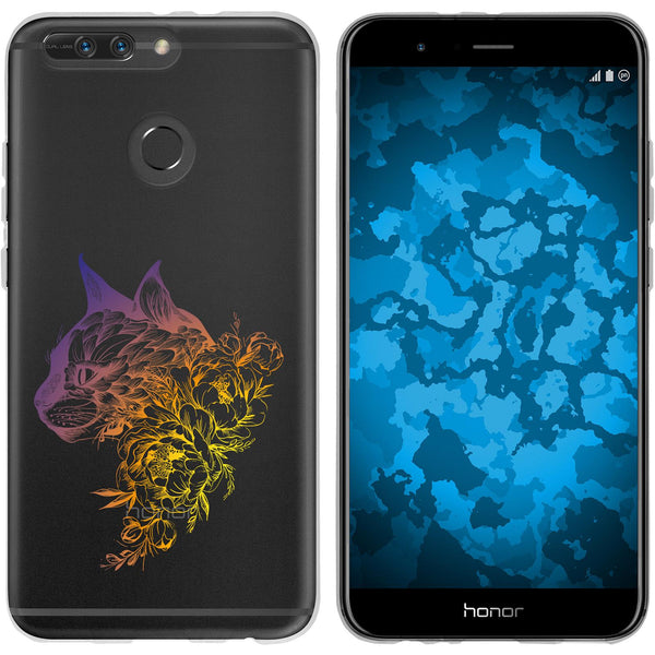 Honor 8 Pro Silikon-Hülle Floral Katze M2-3 Case