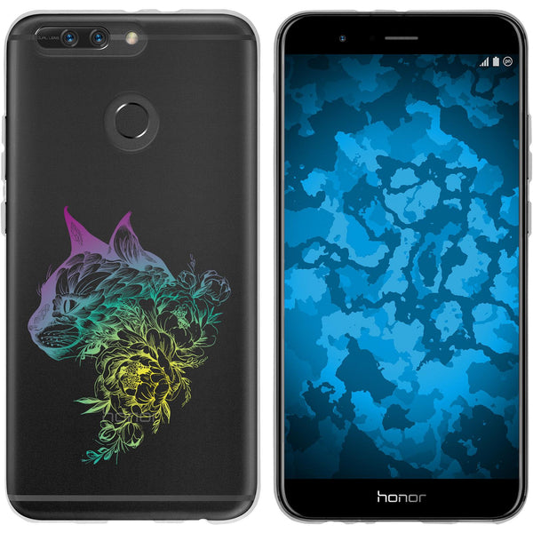 Honor 8 Pro Silikon-Hülle Floral Katze M2-4 Case