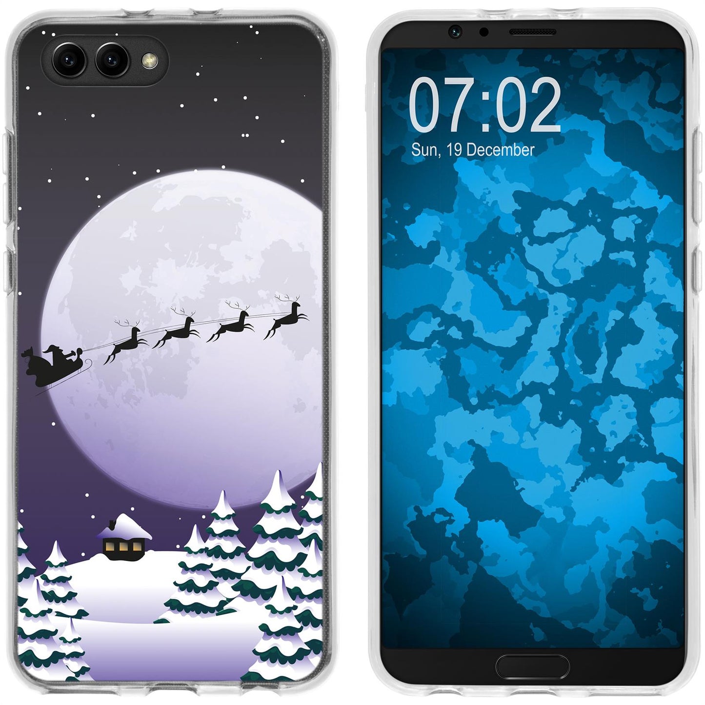 Honor View 10 Silikon-Hülle X Mas Weihnachten Santa - Night