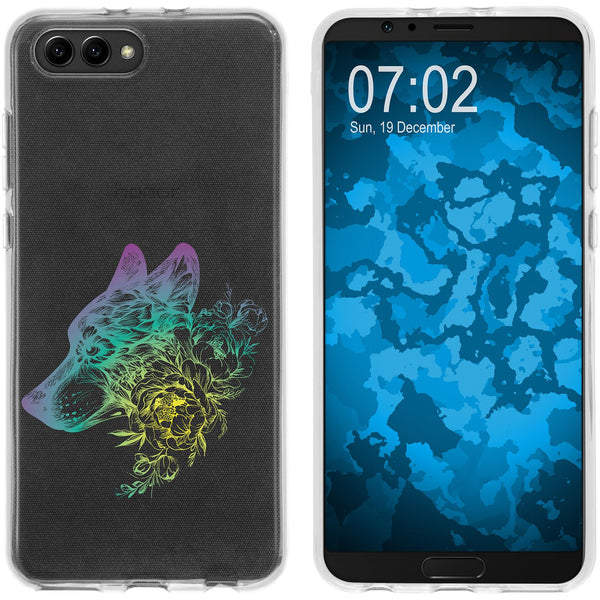 Honor View 10 Silikon-Hülle Floral Wolf M3-4 Case