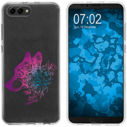 Honor View 10 Silikon-Hülle Floral Wolf M3-6 Case