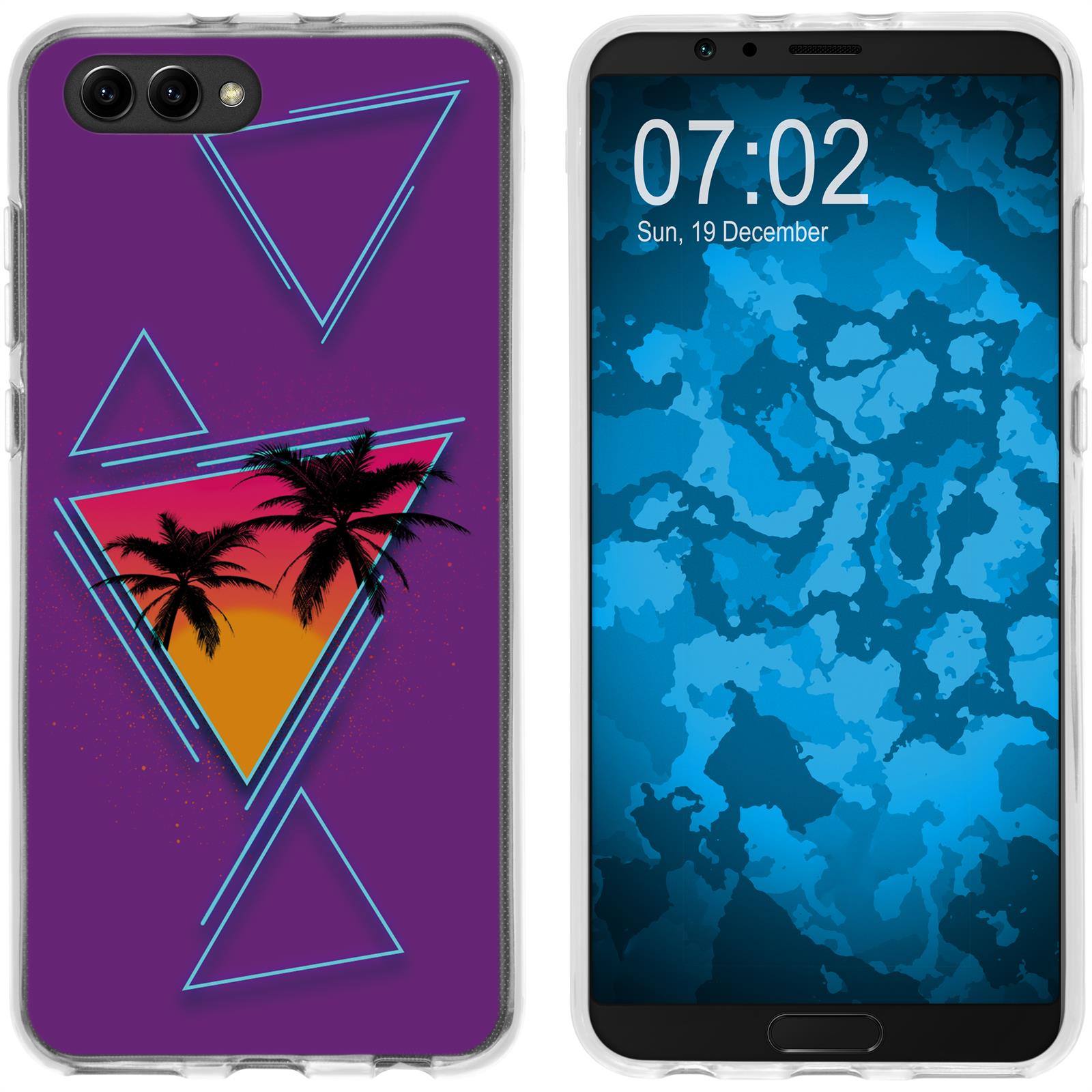 Honor View 10 Silikon-Hülle Retro Wave Palmen M3 Case