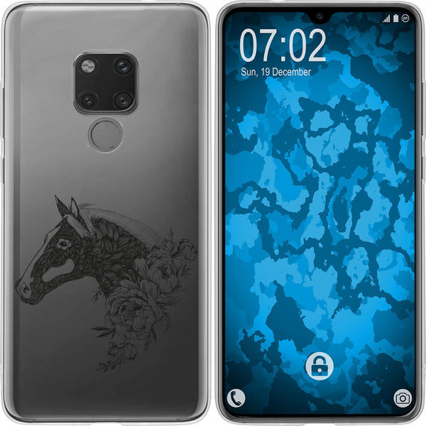 Mate 20 Silikon-Hülle Floral Pferd M5-1 Case