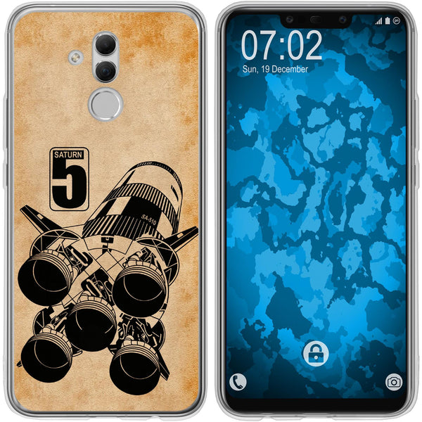 Mate 20 Lite Silikon-Hülle Space Moon Rocket M3 Case