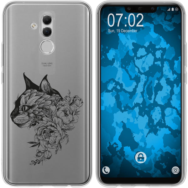 Mate 20 Lite Silikon-Hülle Floral Katze M2-1 Case