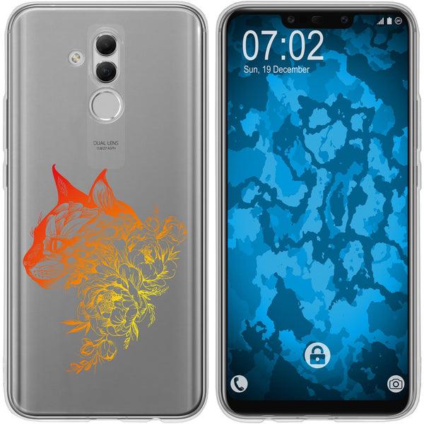 Mate 20 Lite Silikon-Hülle Floral Katze M2-2 Case