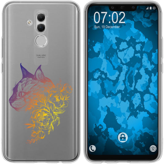 Mate 20 Lite Silikon-Hülle Floral Katze M2-3 Case