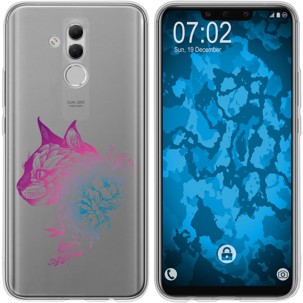 Mate 20 Lite Silikon-Hülle Floral Katze M2-6 Case