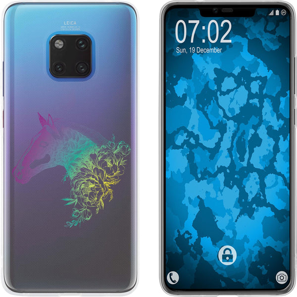 Mate 20 Pro Silikon-Hülle Floral Pferd M5-4 Case