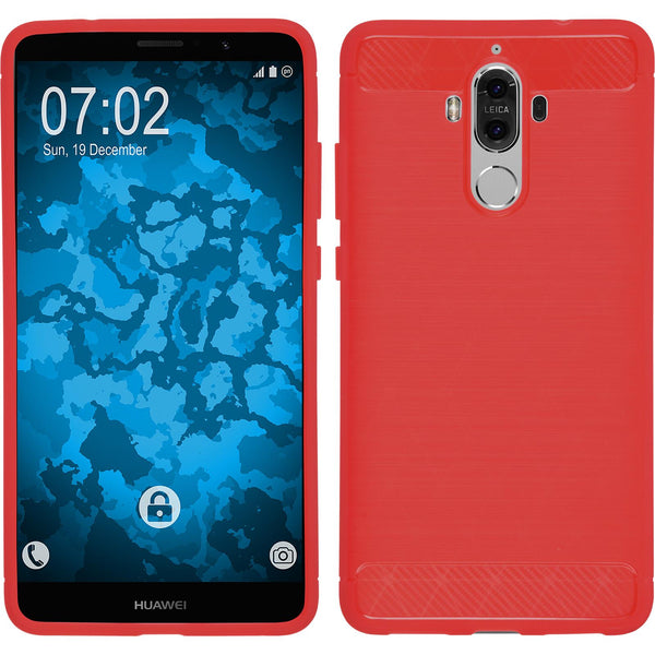 PhoneNatic Case kompatibel mit Huawei Mate 9 - rot Silikon Hülle Ultimate + 2 Schutzfolien