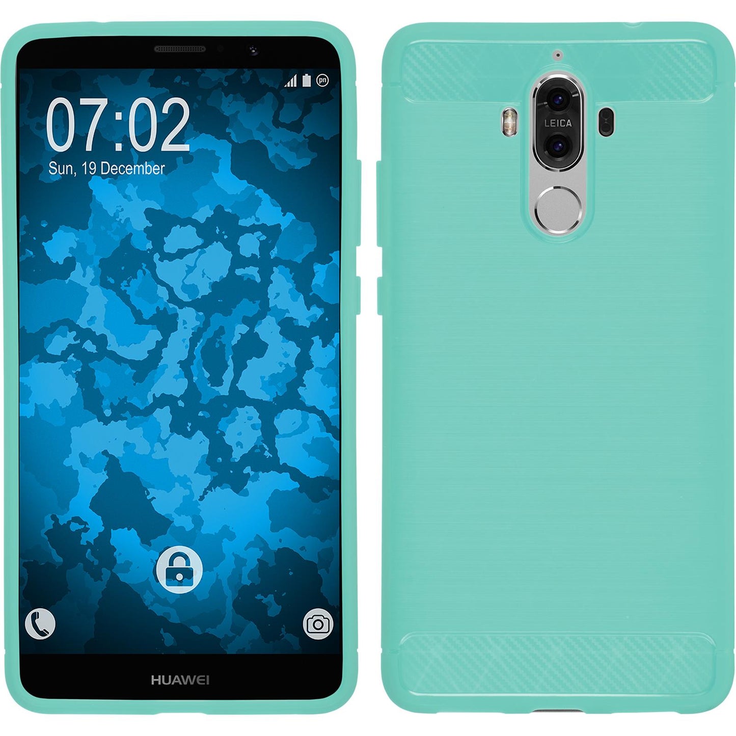 PhoneNatic Case kompatibel mit Huawei Mate 9 - türkis Silikon Hülle Ultimate + 2 Schutzfolien