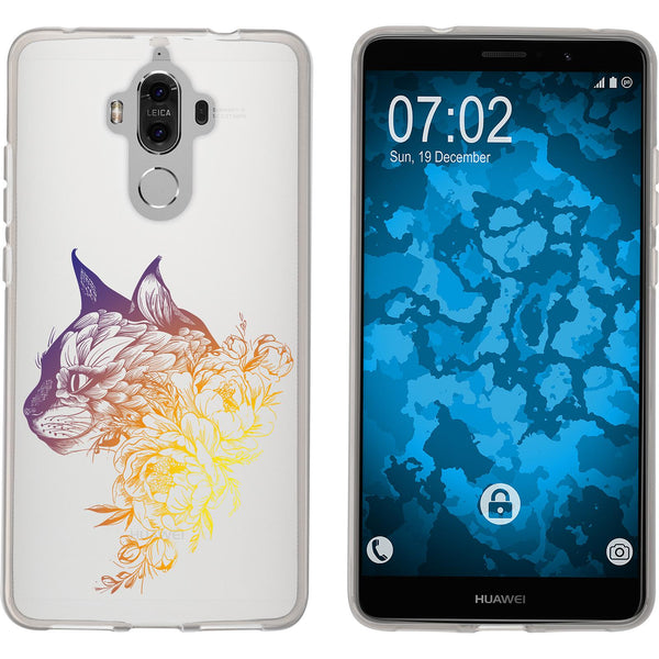 Mate 9 Silikon-Hülle Floral Katze M2-3 Case