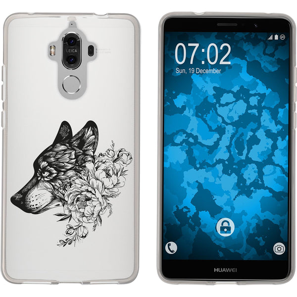 Mate 9 Silikon-Hülle Floral Wolf M3-1 Case