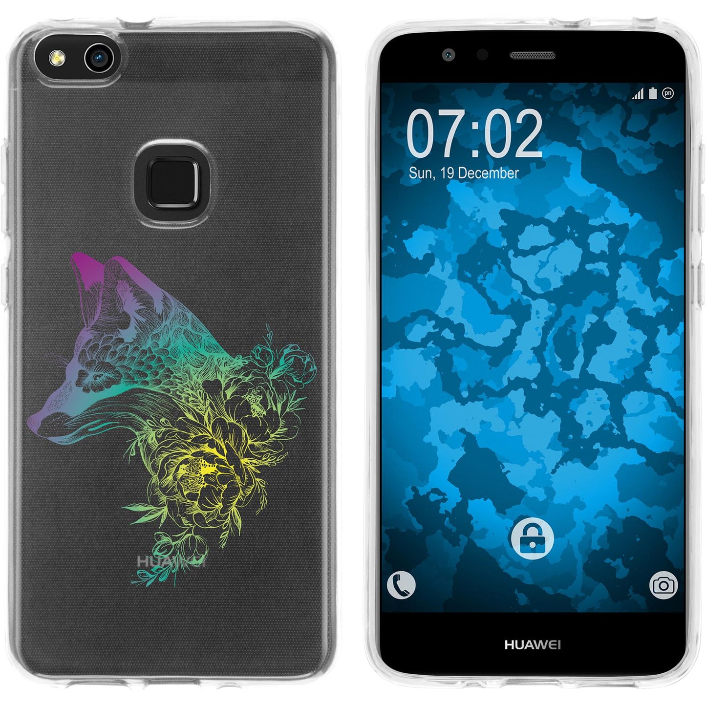 P10 Lite Silikon-Hülle Floral Fuchs M1-4 Case