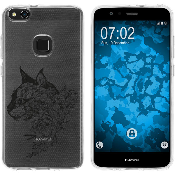 P10 Lite Silikon-Hülle Floral Katze M2-1 Case