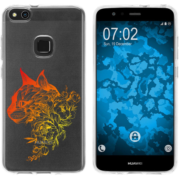 P10 Lite Silikon-Hülle Floral Katze M2-2 Case