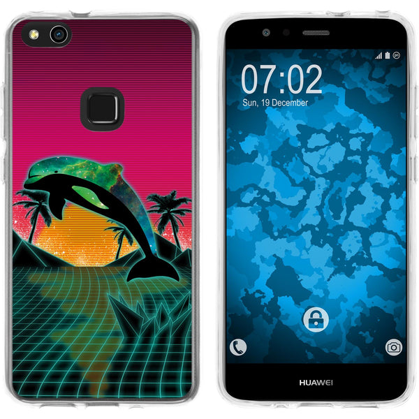 P10 Lite Silikon-Hülle Retro Wave Delphin M1 Case