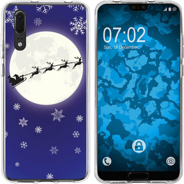 P20 Silikon-Hülle X Mas Weihnachten Santa - Snowflakes M4 Ca