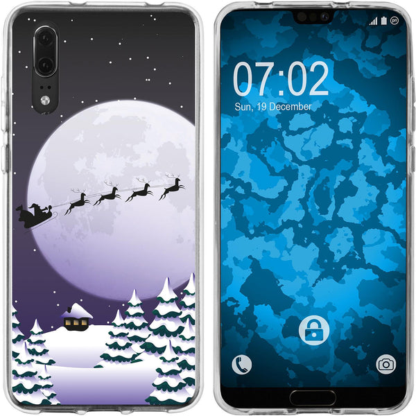 P20 Silikon-Hülle X Mas Weihnachten Santa - Night M5 Case