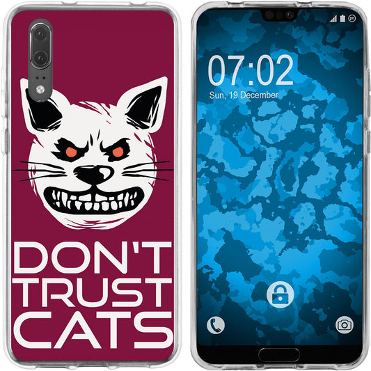 P20 Silikon-Hülle Crazy Animals Katze M1 Case