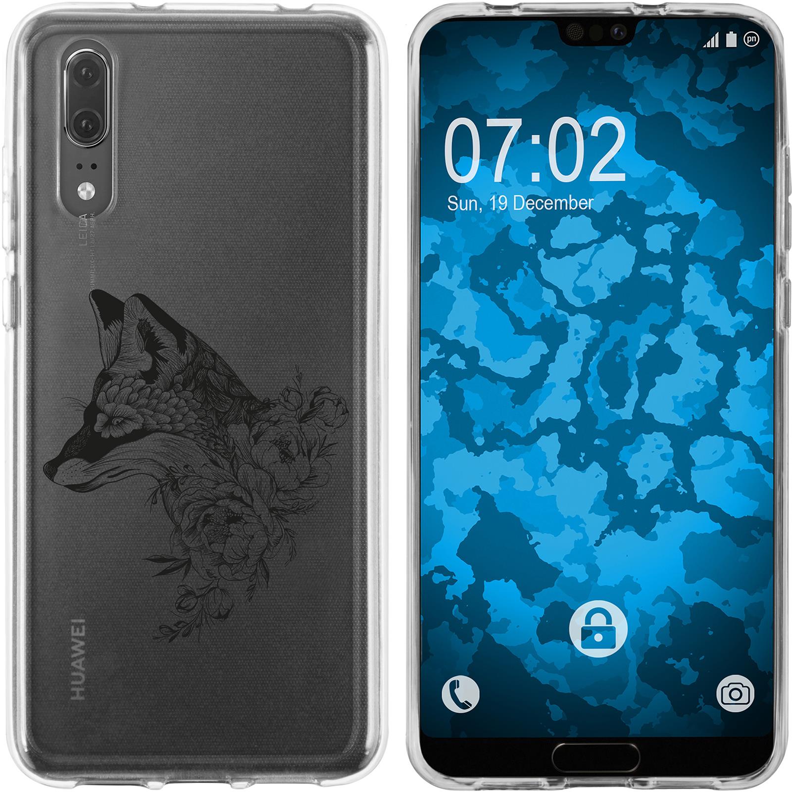 P20 Silikon-Hülle Floral Fuchs M1-1 Case