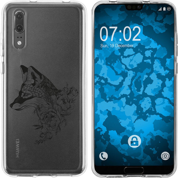 P20 Silikon-Hülle Floral Fuchs M1-1 Case