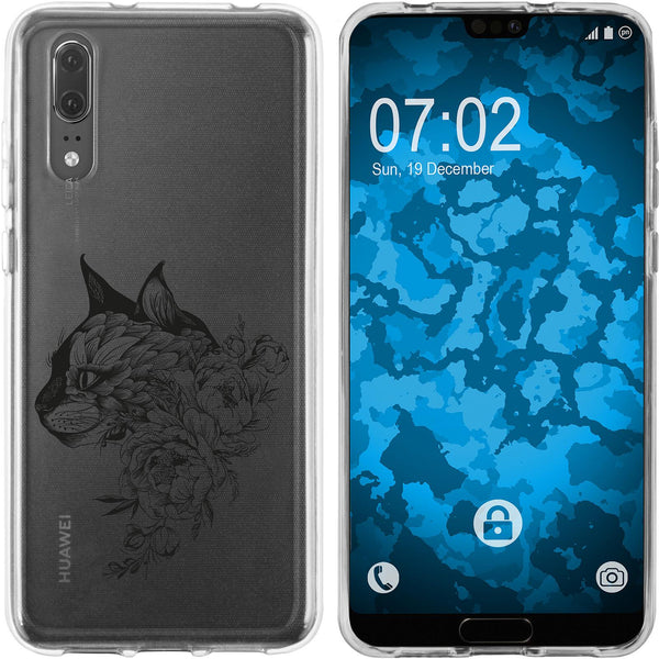 P20 Silikon-Hülle Floral Katze M2-1 Case