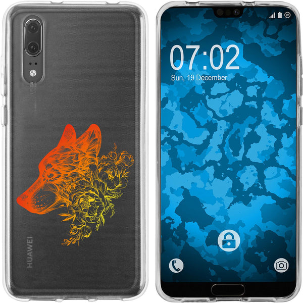 P20 Silikon-Hülle Floral Wolf M3-2 Case