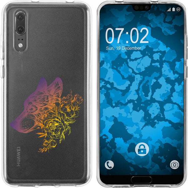 P20 Silikon-Hülle Floral Wolf M3-3 Case