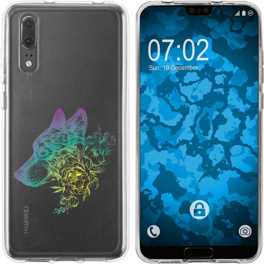 P20 Silikon-Hülle Floral Wolf M3-4 Case