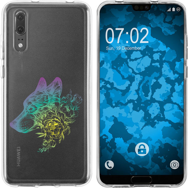 P20 Silikon-Hülle Floral Wolf M3-4 Case