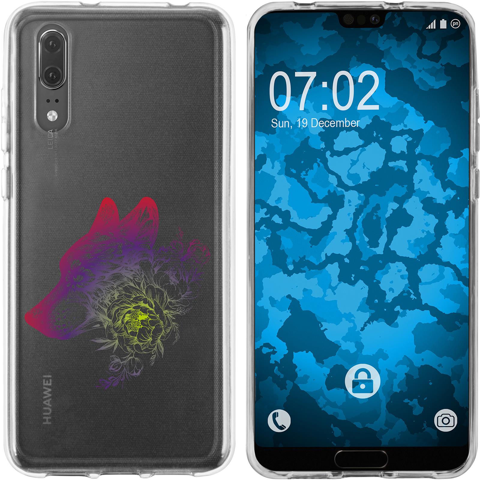 P20 Silikon-Hülle Floral Wolf M3-5 Case