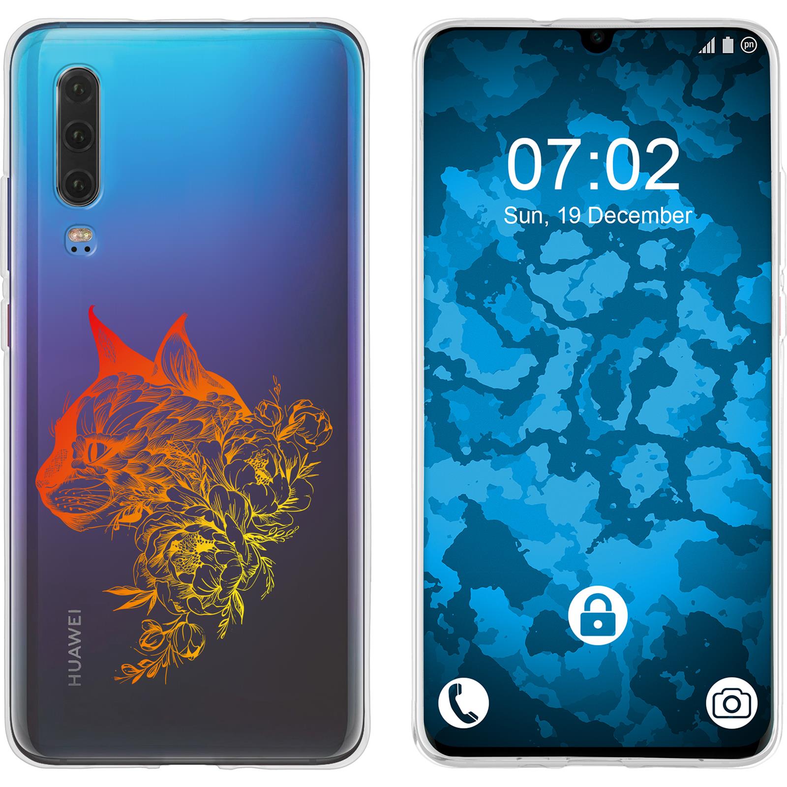 P30 Silikon-Hülle Floral Katze M2-2 Case