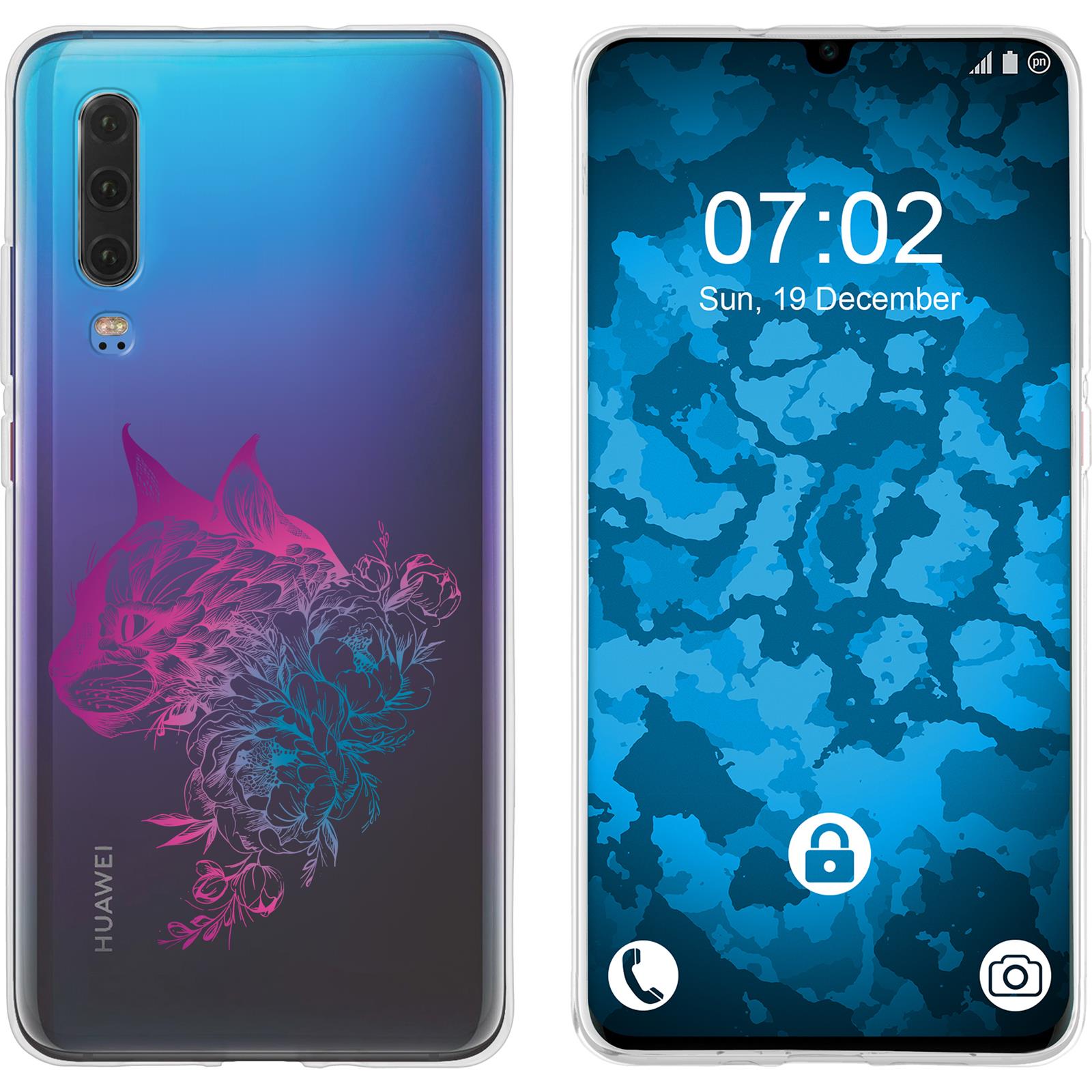 P30 Silikon-Hülle Floral Katze M2-6 Case