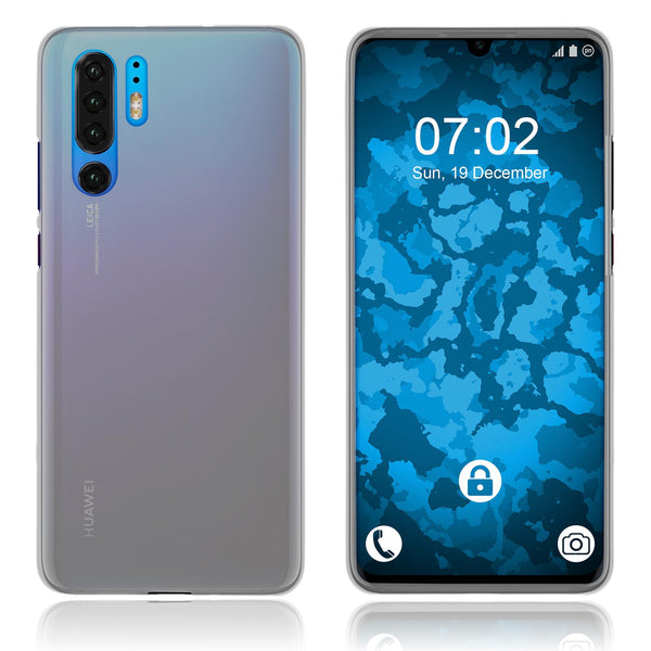 PhoneNatic Case kompatibel mit Huawei P30 Pro / P30 Pro New Edition - transparent-weiß Silikon Hülle matt Cover