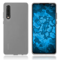 PhoneNatic Case kompatibel mit Huawei P30 - transparent-weiß Silikon Hülle matt Cover