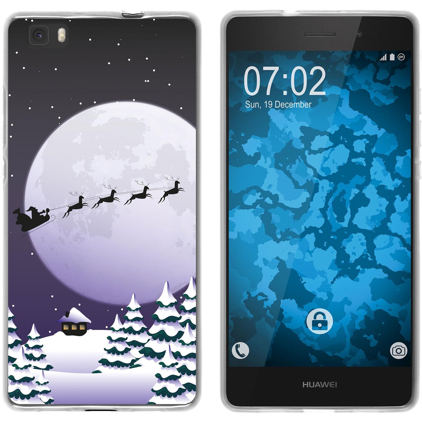 P8 Lite 2015 (1.Gen.) Silikon-Hülle X Mas Weihnachten Santa
