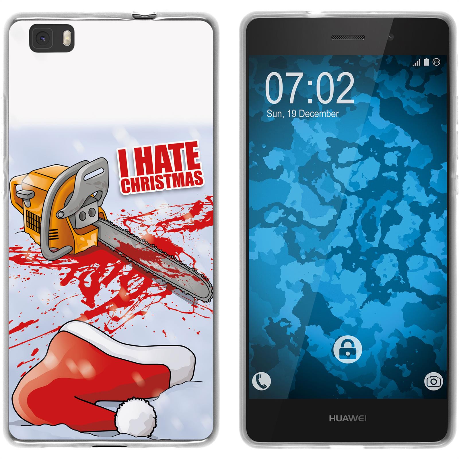 P8 Lite 2015 (1.Gen.) Silikon-Hülle X Mas Weihnachten Hate X