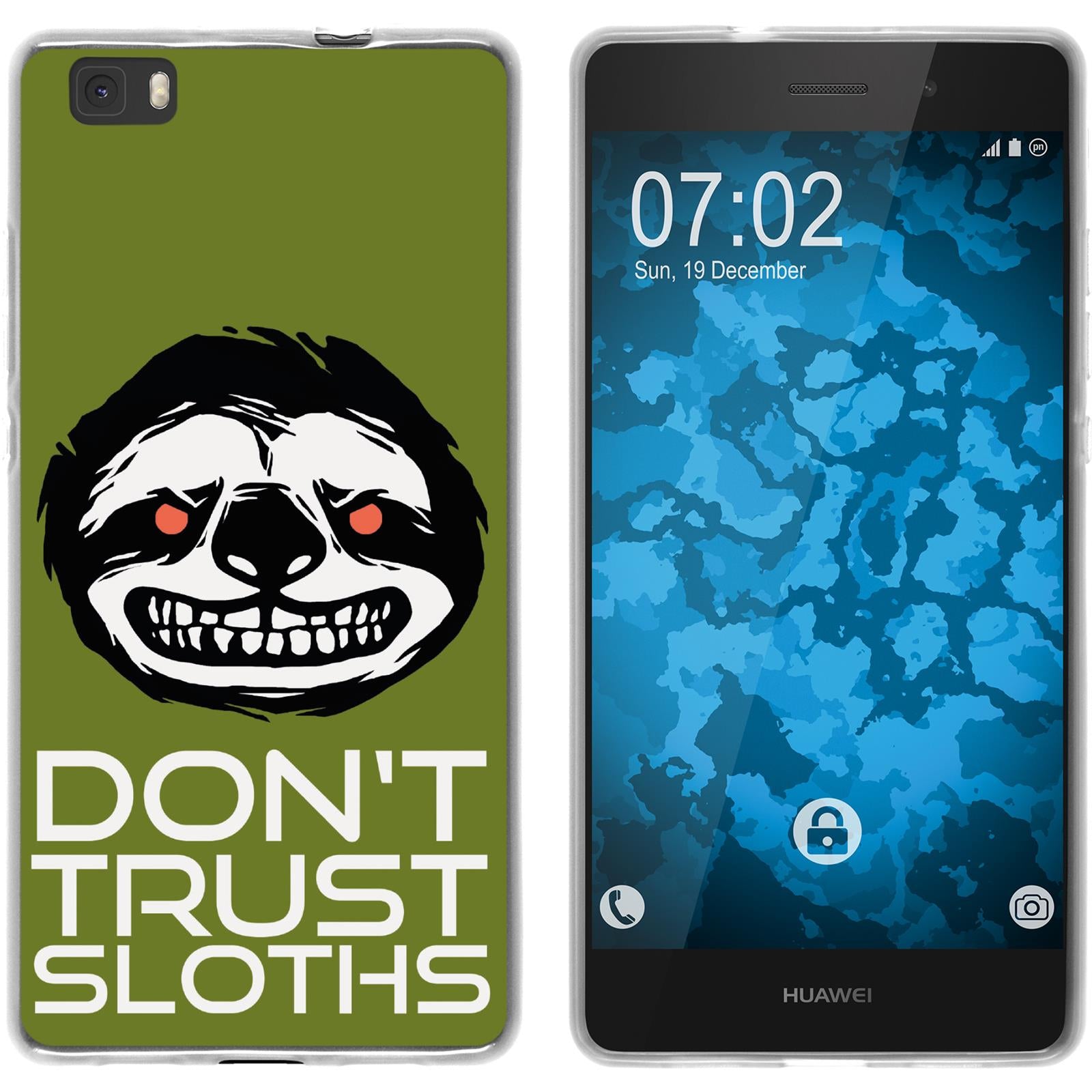 P8 Lite 2015 (1.Gen.) Silikon-Hülle Crazy Animals Faultier M